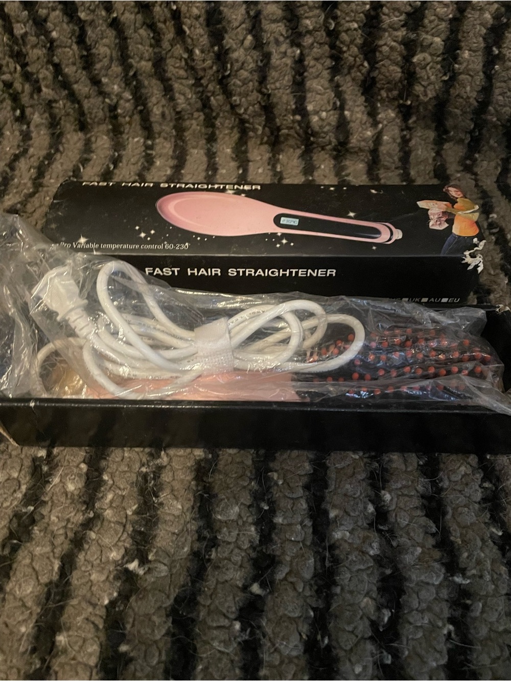 Fast Hair Straightener Brush - Pink